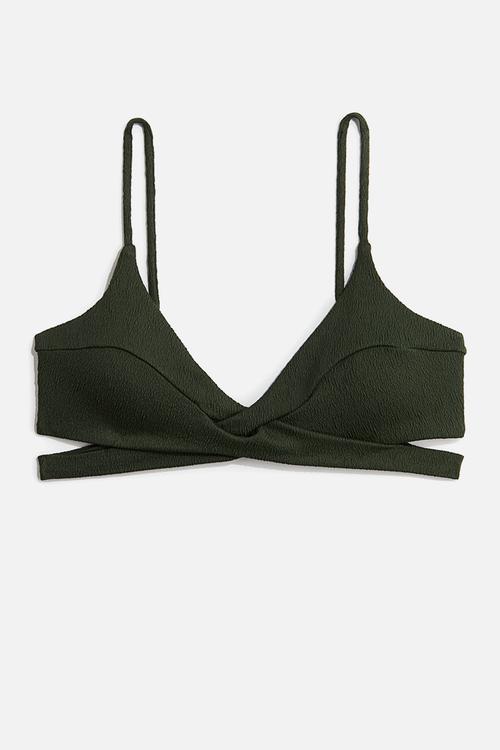 Padded triangle bikini top - dark green