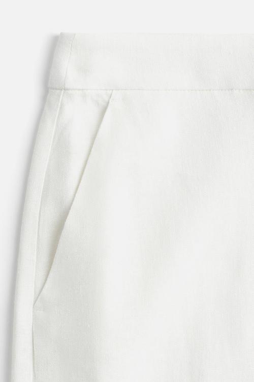 Wide linen-blend trousers - white