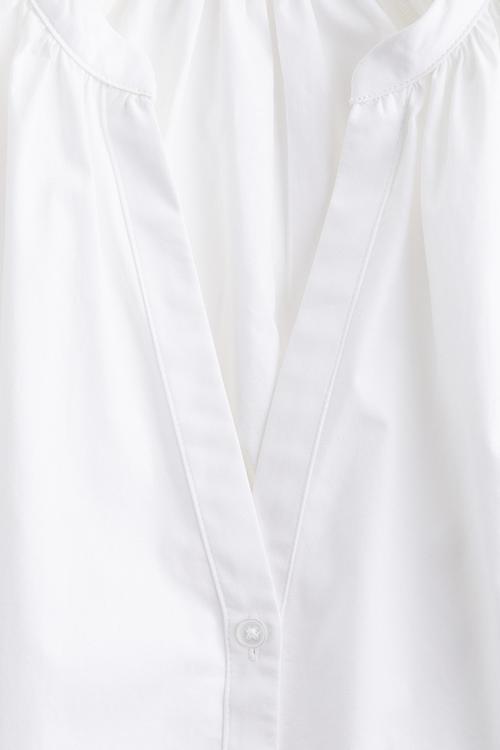 Balloon-sleeved poplin blouse - white