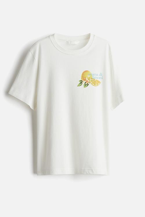 Printed T-shirt - white/lemon
