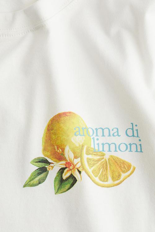 Printed T-shirt - white/lemon
