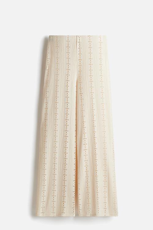 Lace jersey trousers - beige