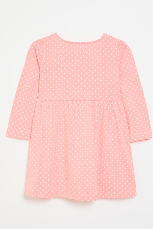 Bunny graphic polka dot dress - salmon pink