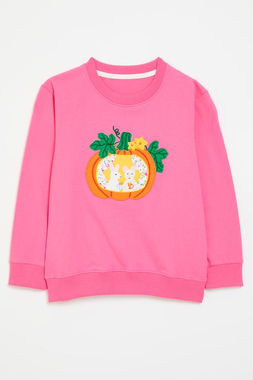 Merrow edged graphic sweat top - deep pink