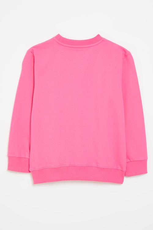 Merrow edged graphic sweat top - deep pink