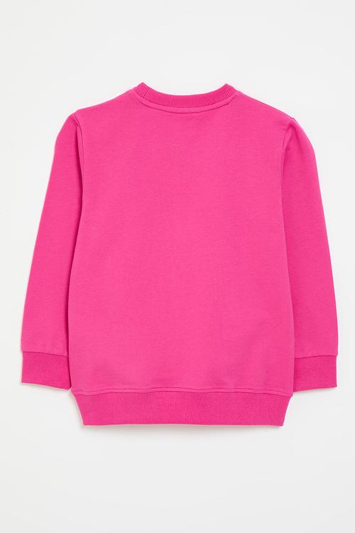 Appliqued placement printer sweatshirt - fuschia pink