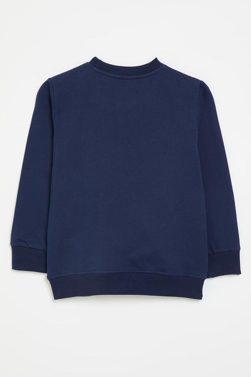Embroidered plane graphic sweater - oxford blue