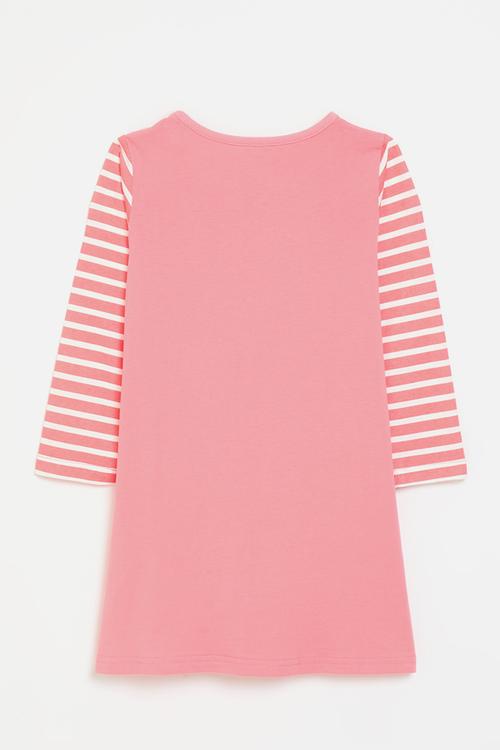 Applique graphic dress - pink/stripes/mice