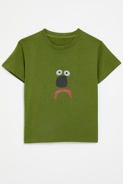 Sad face placement tee - fern green