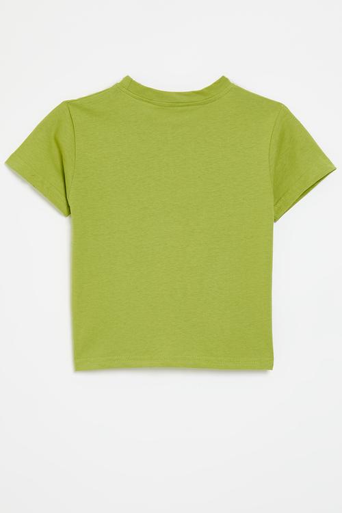 Tee with placement print - pear green/tin robot