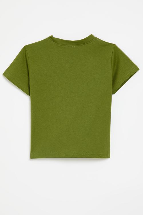 Tee with placement print - fern green/tin robot