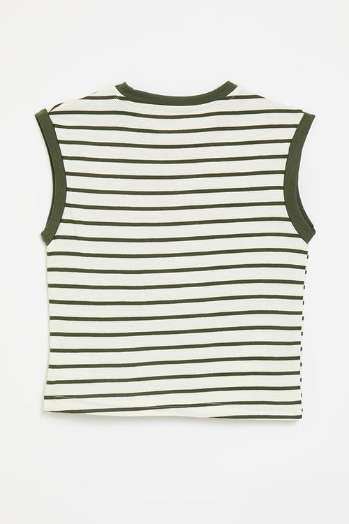 Striped vest with placement print - white/green stripes/robot multi