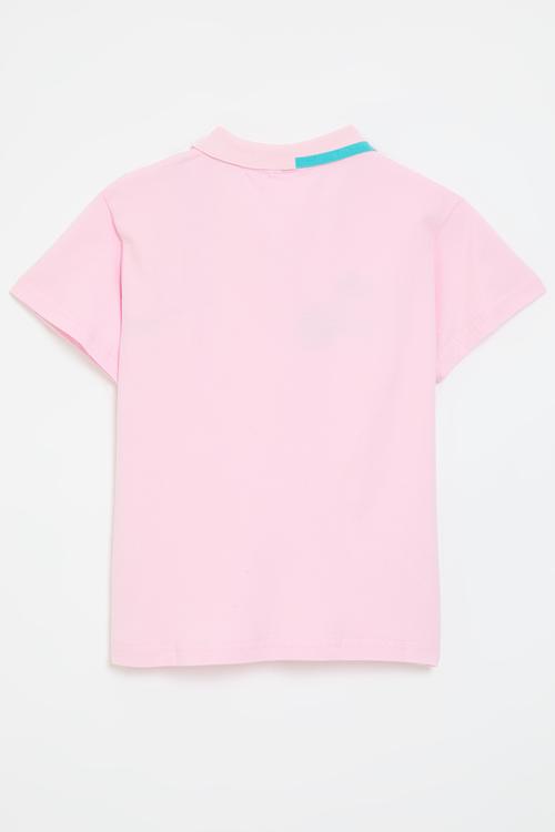 Golfer shirt with assymetrical features - pink/multi