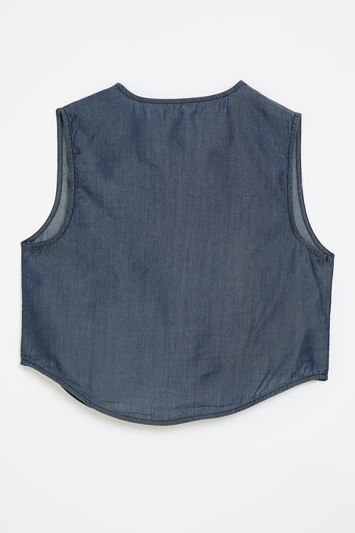 Denim waistcoat with button knots - blue