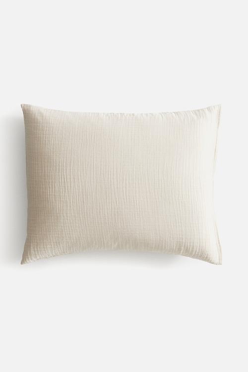 Cotton muslin pillowcase - light beige