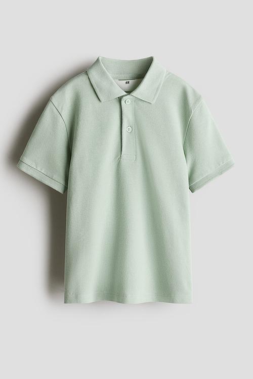 Cotton piqué polo shirt - light green