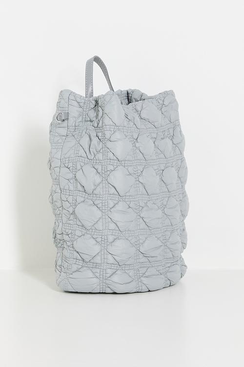 Textured quilting shopper-style backpack - grey