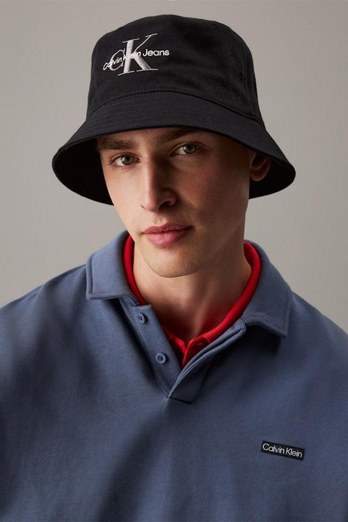 Mono Logo Embro Bucket Hat - Black