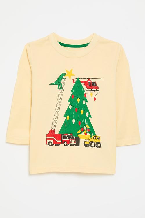 Long sleeve graphic tee - pale yellow
