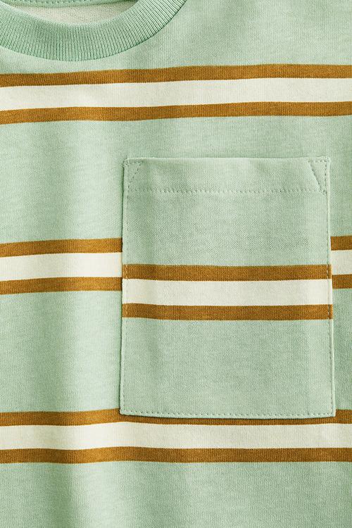 Motif-detail cotton t-shirt - light green striped