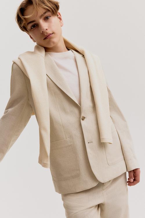 Linen-blend jacket - light beige