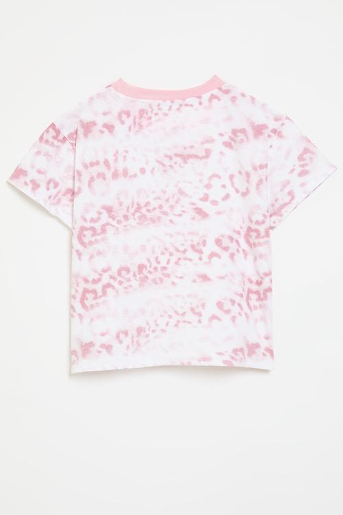 Animal print slogan tee - pink/white