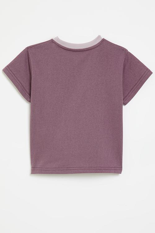 Elephant placement tee with 3D ear - mauve/pink