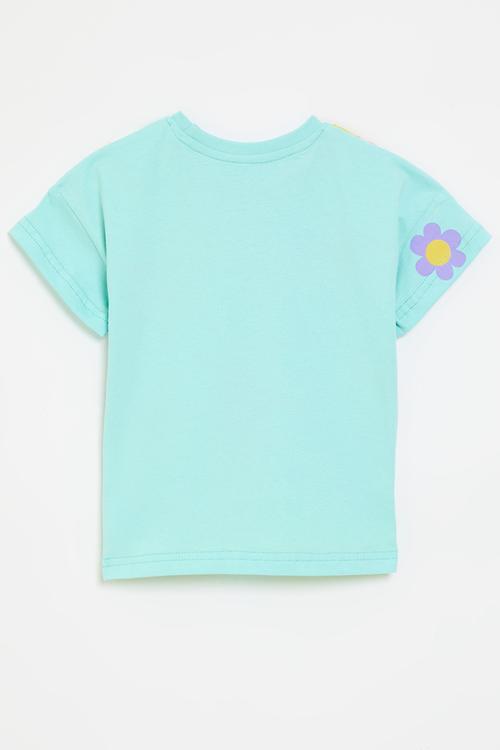 Graphic print tee - aqua/multi