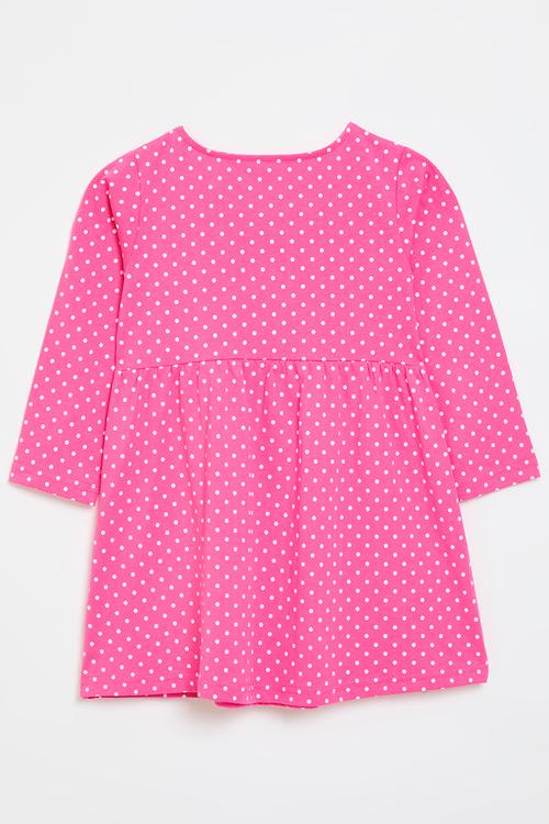 Fairy embroidered graphic polka dot dress - shocking pink