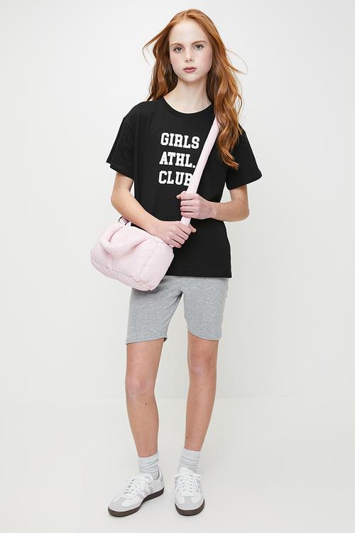 Tee & cycling short set - black & grey