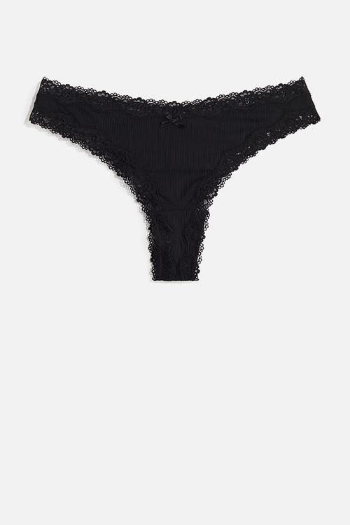 3-pack microfibre and lace brazilian briefs - black