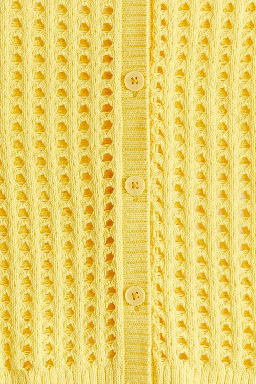 Hole-knit cardigan - yellow