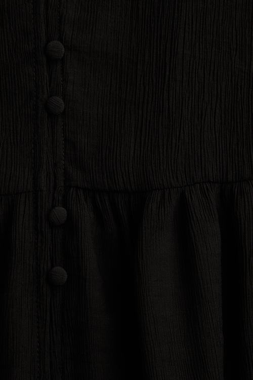 Crinkled tunic dress - black