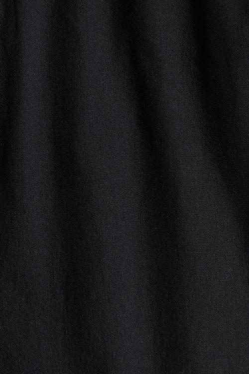 Regular fit linen-blend trousers - black