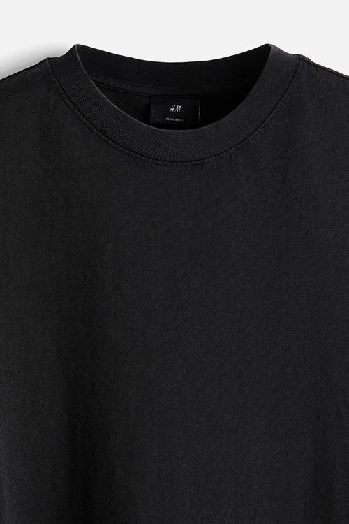Regular fit washed vest top - black