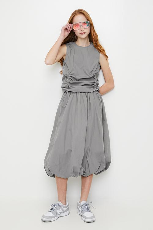 Draw cord top & bubble skirt - silver chalice
