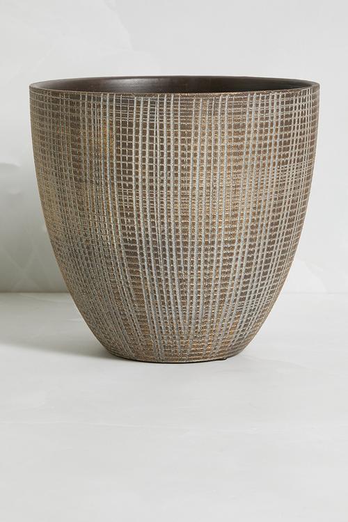 Grid ceramic planter - Natural