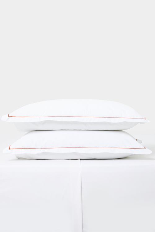 Oxford Satin Stitch std 2pk pillow case - rust