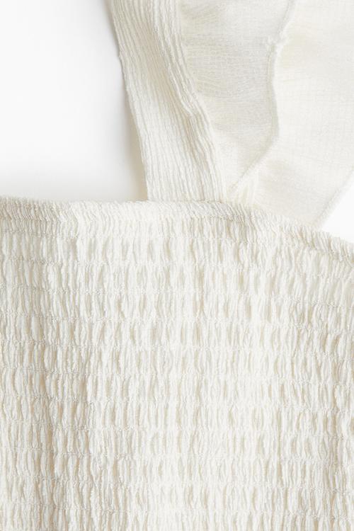 Smocked cropped top - white