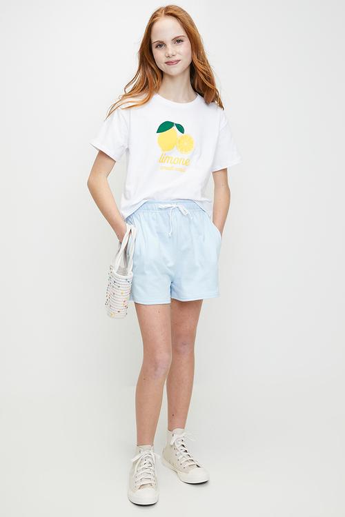 Limone amalfi coast placement print tee & shorts - white/blue