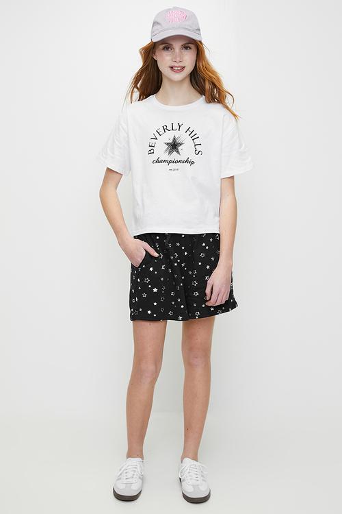 Tee & short set - white & black