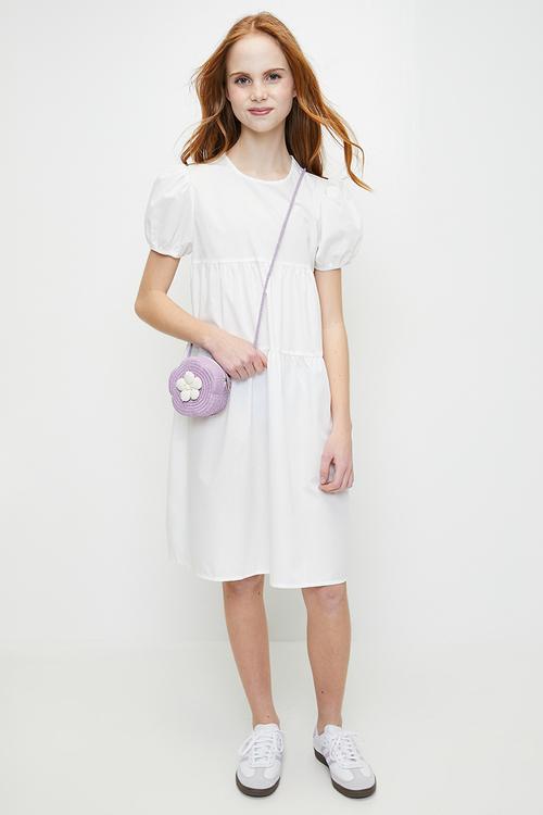Puff sleeve dress-white
