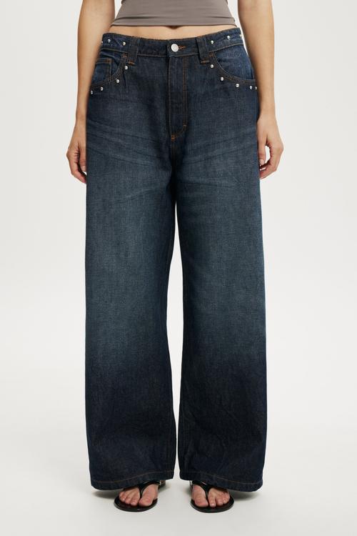 Low super baggy jean - studded sapphire blue