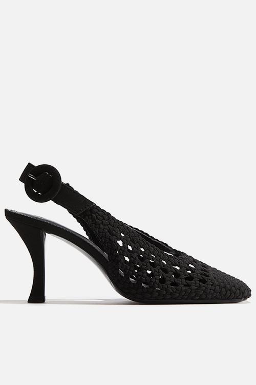 Braided canvas slingbacks - black