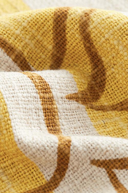 Fringed linen-blend cushion cover - yellow & le soleil