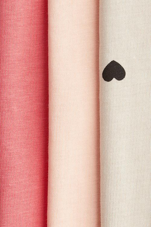 3-Pack cotton leggings - coral red/hearts