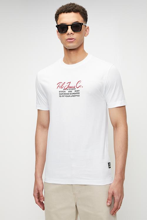 Lucky pjc short sleeve cursive logo tee - white	