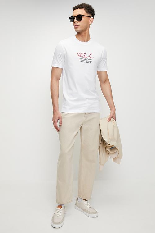 Lucky pjc short sleeve cursive logo tee - white	