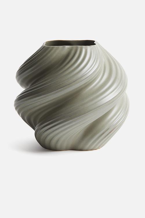 Stoneware vase - dusty green