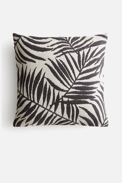 Jacquard-weave cushion cover - dark grey/patterned